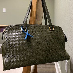Authentic Bottega Veneta Woven Green Leather Handbag